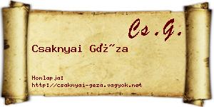 Csaknyai Géza névjegykártya